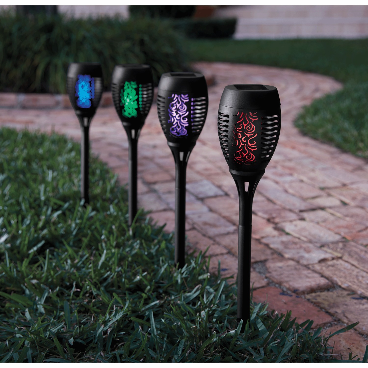 爆アレ❗️虹☆ブラックガーデンクォーツポイント ヒマラヤ水晶共生超パワーA1232 Set of 4 Multicolor Solar Flame Stakes | Seventh Avenue