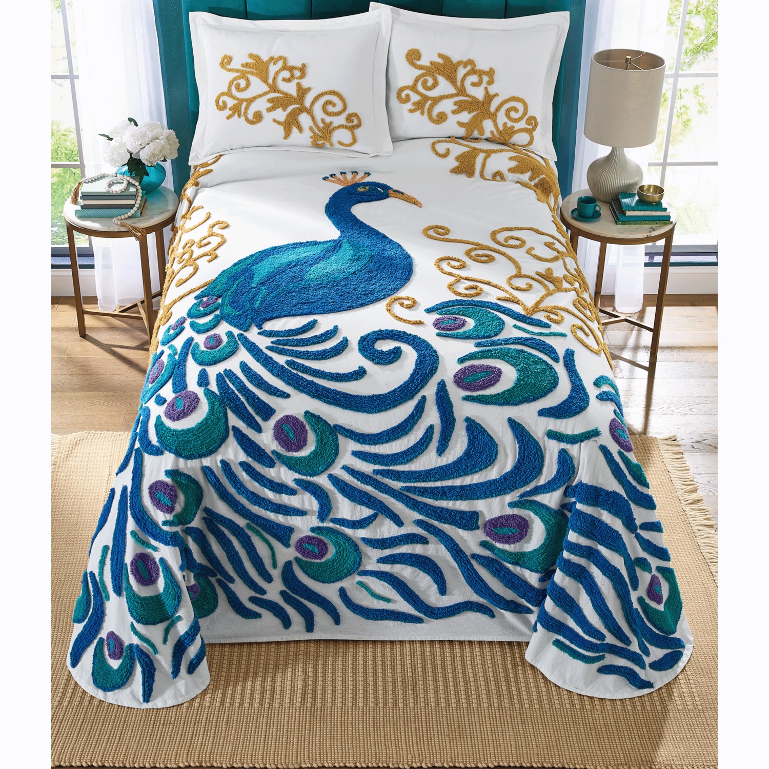 Peacock Chenille Bedspread | Seventh Avenue