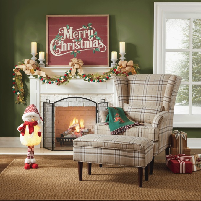 Lit Fabric Snowman, , large