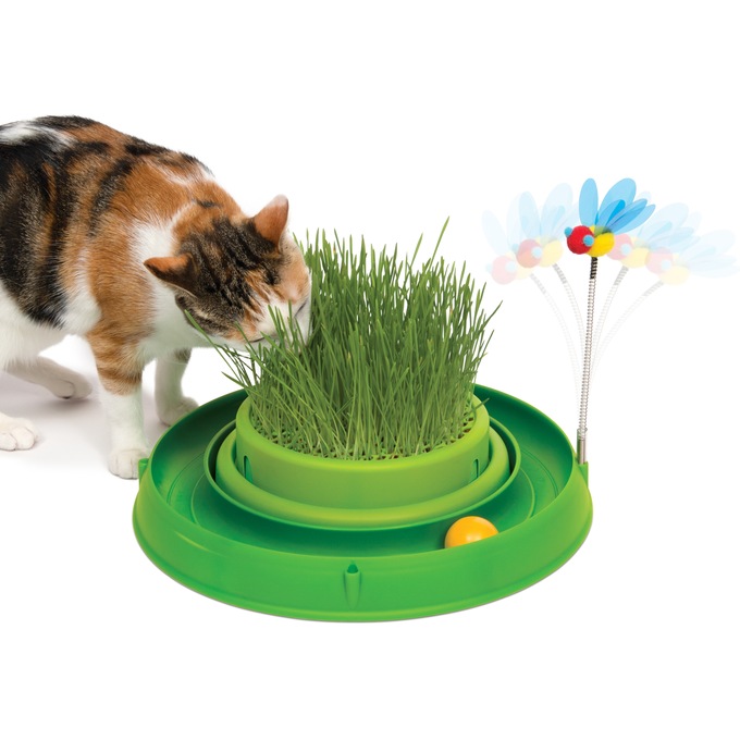 Catit Play Circuit Ball Toy with Cat Grass, , large