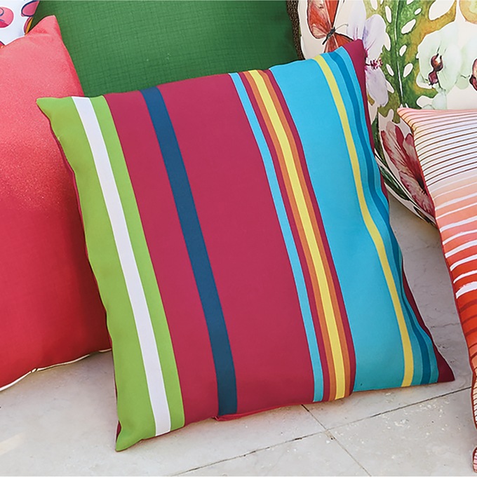 Outdoor Pillow, Multi Stripe, large