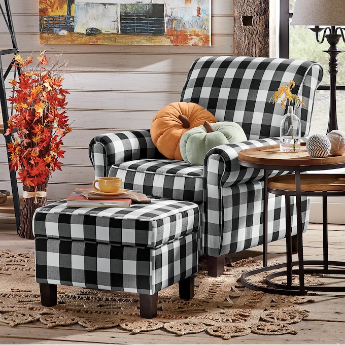Buffalo Check Armchair and Ottoman, , large