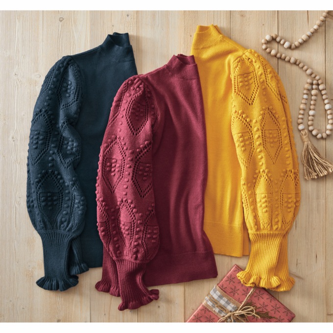 Nora Textured Sleeve Sweater Seventh Avenue