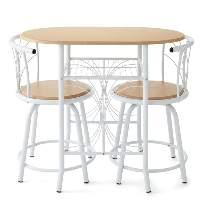 3-Piece Colorful Bistro Dining Set with Swivel Chairs, , large