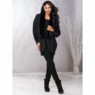 Diana Faux Fur-Trimmed Cardigan, Black, large