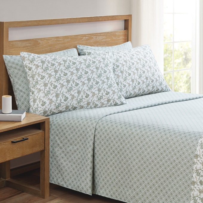 Turnstyle Microfiber Sheet Set, Leafy Diamond, large