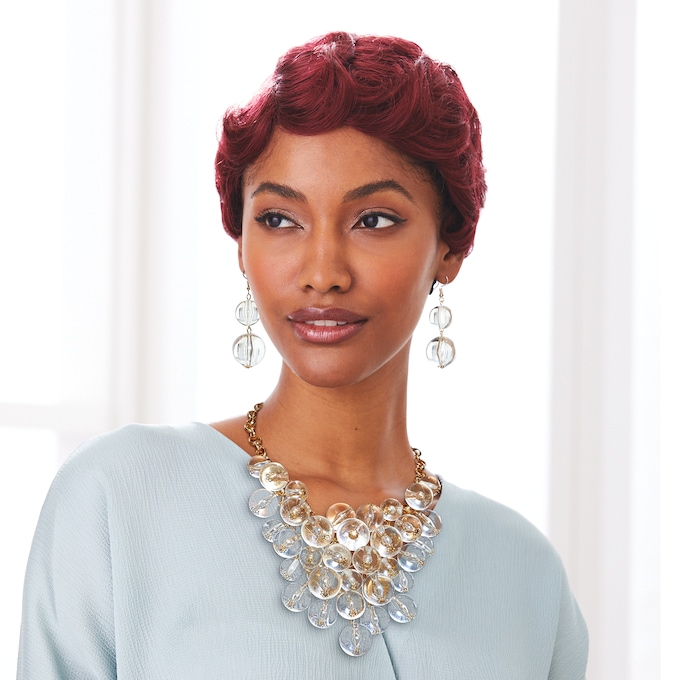Baubles Necklace & Earring Set, Clear Acrylic, large