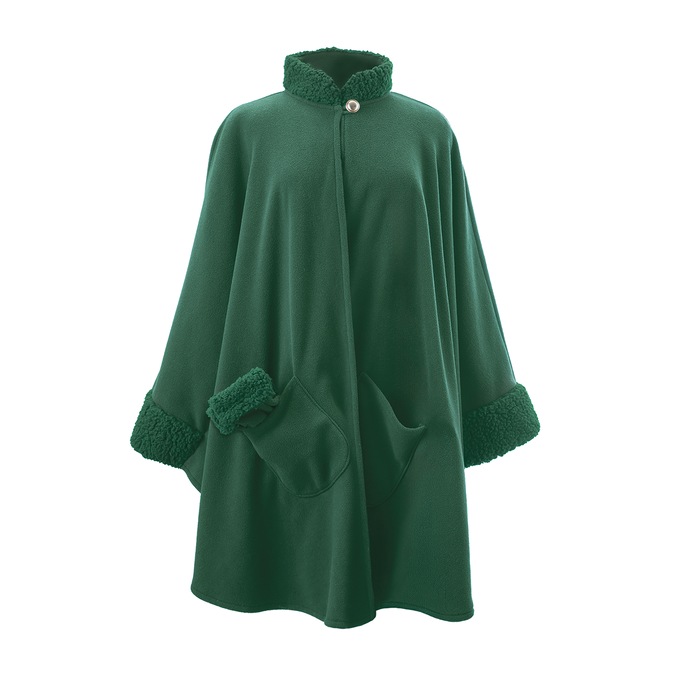 Sherpa-Trimmed Matching Fleece Cape with Gloves | Seventh Avenue