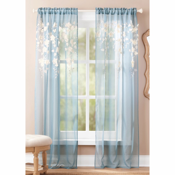 Floral Appliqued Window Panel, , large