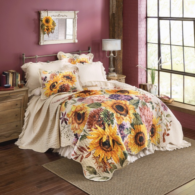 Maren Sunflower Oversized Quilt, , large