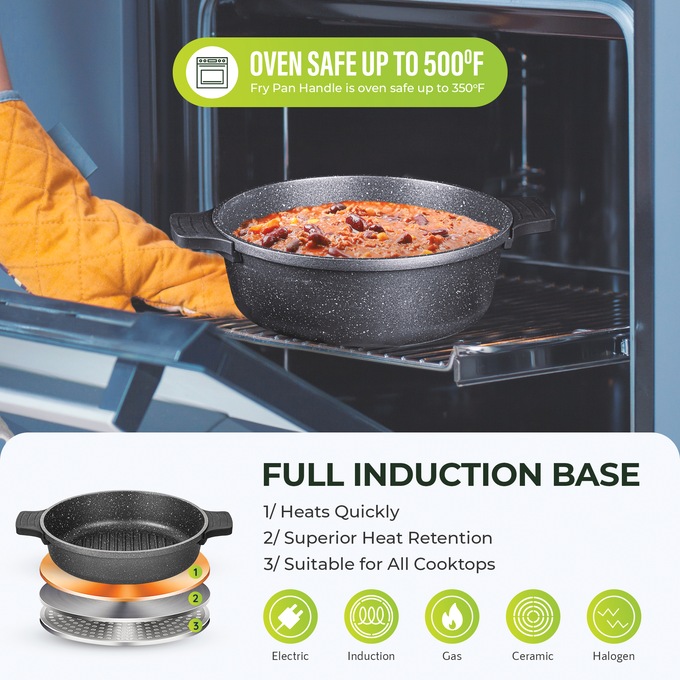 Granitestone 6-Piece Cast Aluminum Stackable Cookware Set, , large