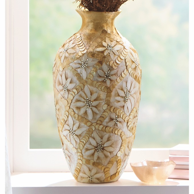 Capiz Flower Floor Vase, , large