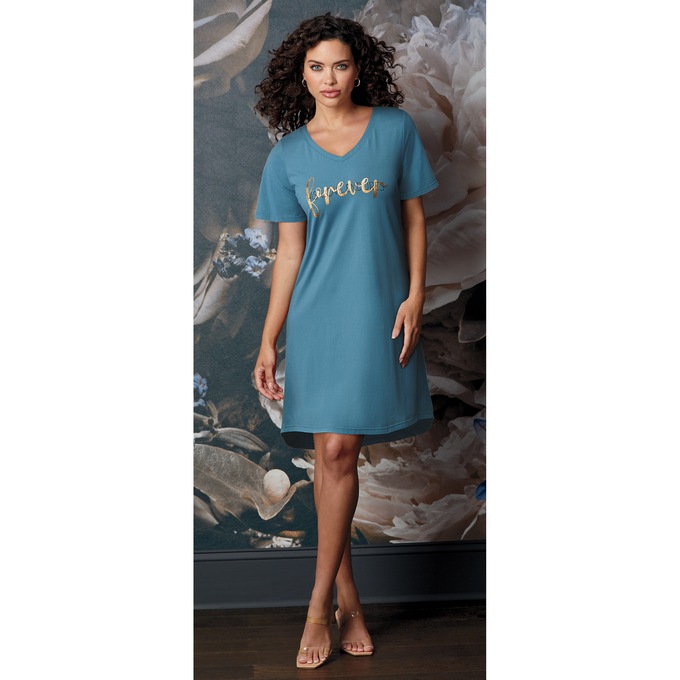 Faith Women's T-Shirt Style Nightgown with Inspirational Messaging, , large