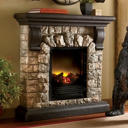 Faux Stone Electric Fireplace, Rustic, , large
