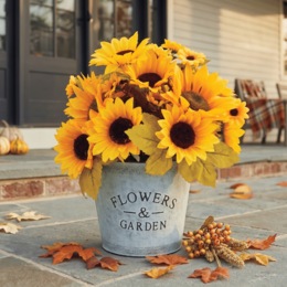 Outdoor Faux Potted Sunflower, , large
