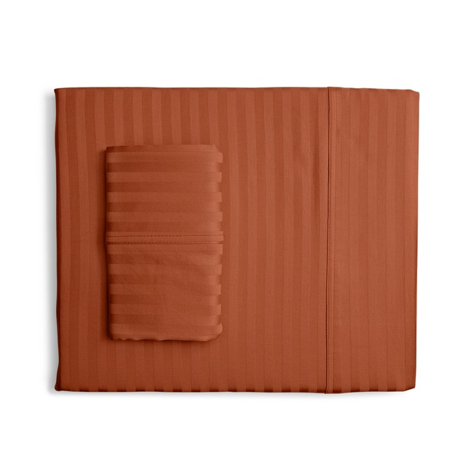 400-Thread Count Egyptian Cotton Woven Stripe Sheet Set, Spice, large