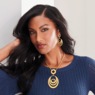 Stone Drop 2-Chain Necklace and Earring Set, , large
