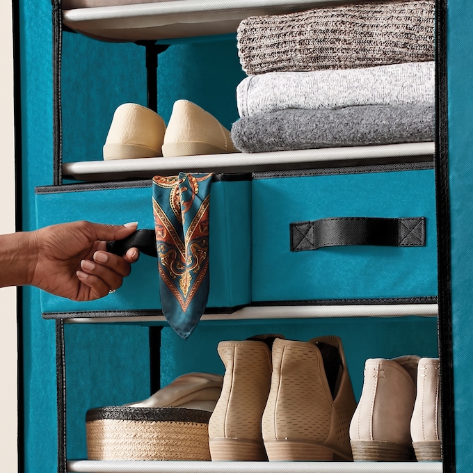 Tall 10-Layer Fabric Shoe Storage Organizer, , large