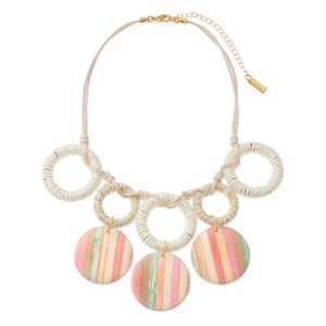 Wood/Rafia Striped Necklace, , large