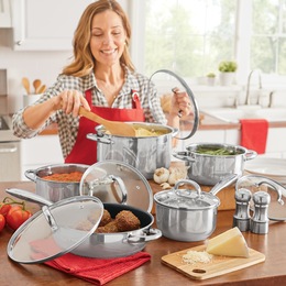 Ginny&#39;s&reg; 10-Piece Stainless Steel Cookware Set, , large