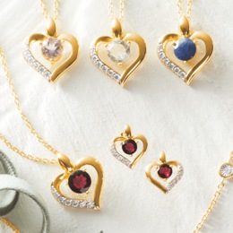 Gemstone/Cubic Zirconia Heart Pendant &amp; Earring Set, , large