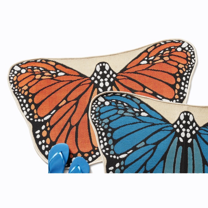 Indoor/Outdoor Butterfly-Shaped Mat - 23" x 39", Orange, large