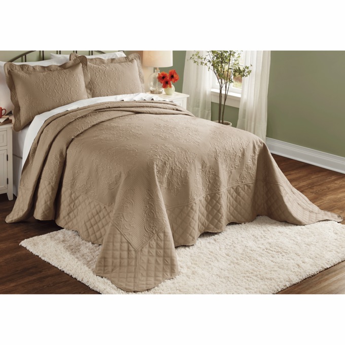 Carlton Bedspread Set, Taupe, large