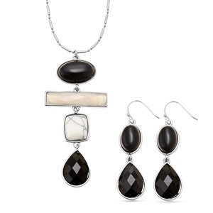 Geo Gem Necklace and Earring Set, , large
