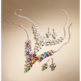 Crystal Floral Necklace &amp; Earring Set, , large