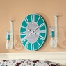 Distressed Oval Clock, Teal, large