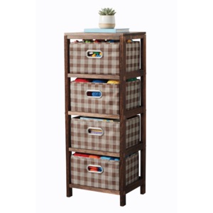 Plaid 4-Drawer Storage, Brown, large