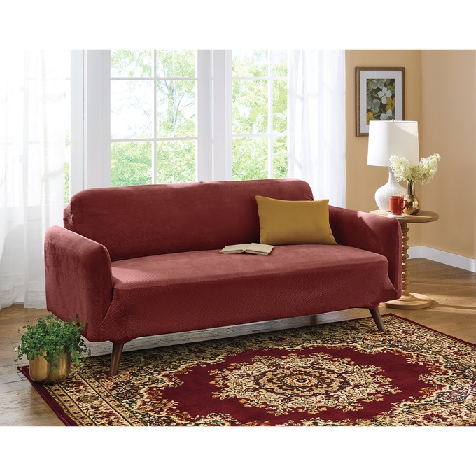 Stretch Pique Slipcover, Paprika, large