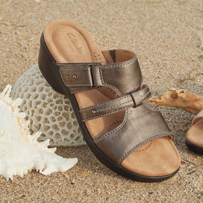 Clarks Tuleah Jane Slide, Bronze Leather, large