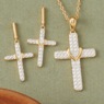 Diamond Cross Heart Necklace and Earring Set, , large
