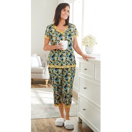 2-Piece Sweet Floral Capri PJ Set, , large
