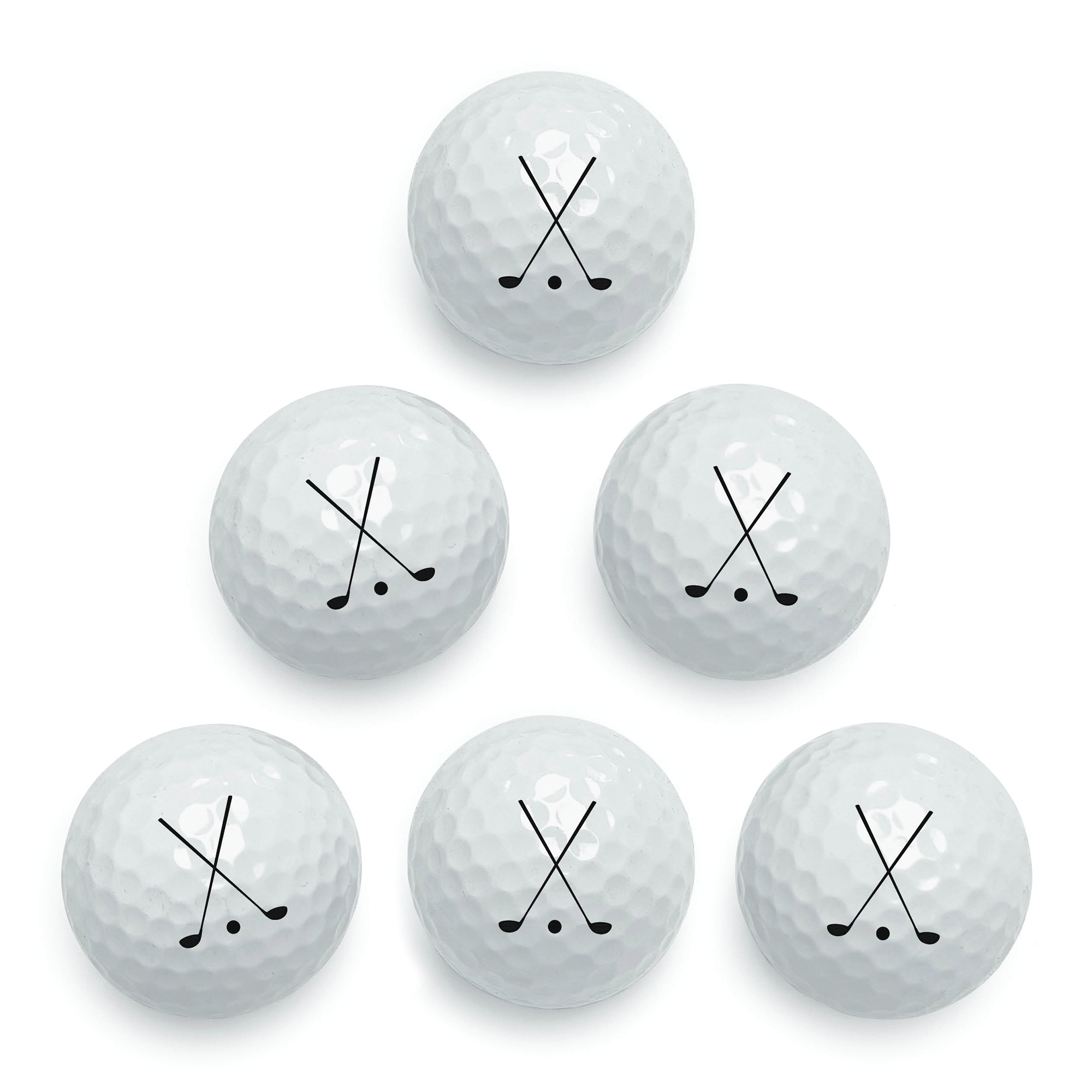 Set of 6 Personalized Crossed-Club Golf Balls, , large