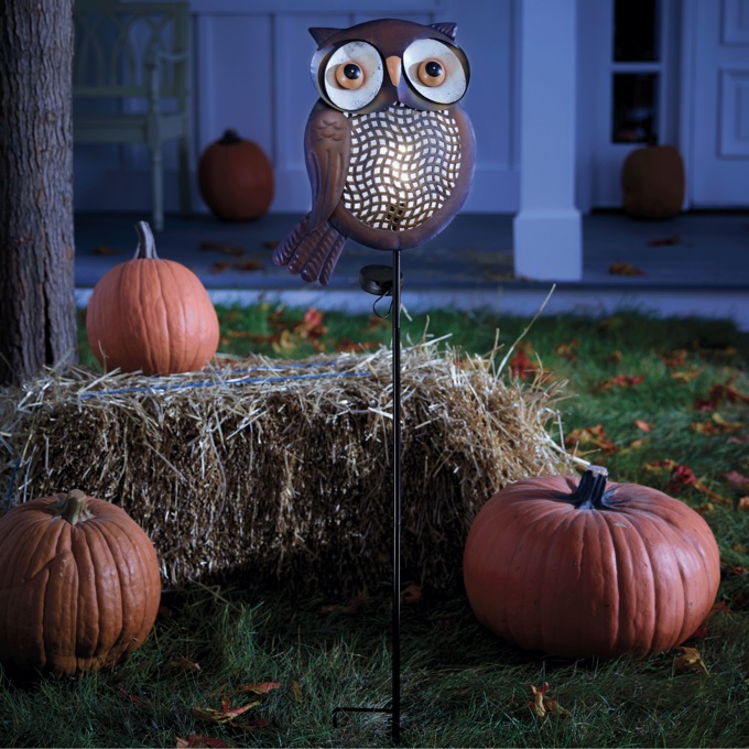 Solar Harvest Owl Stake, , large