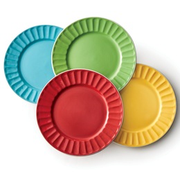 Set of 4 Solid Assorted Salad Plates, , large