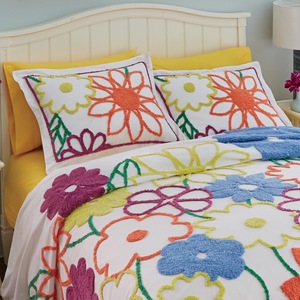 Bright Floral Chenille Sham, , large