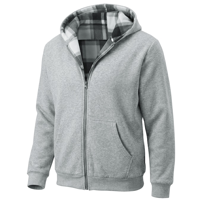 Men's Fleece Reversible Hoodie with Front Zipper and Kangaroo Pocket, , large