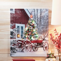 Lit Christmas Tree Wagon Canvas, , large