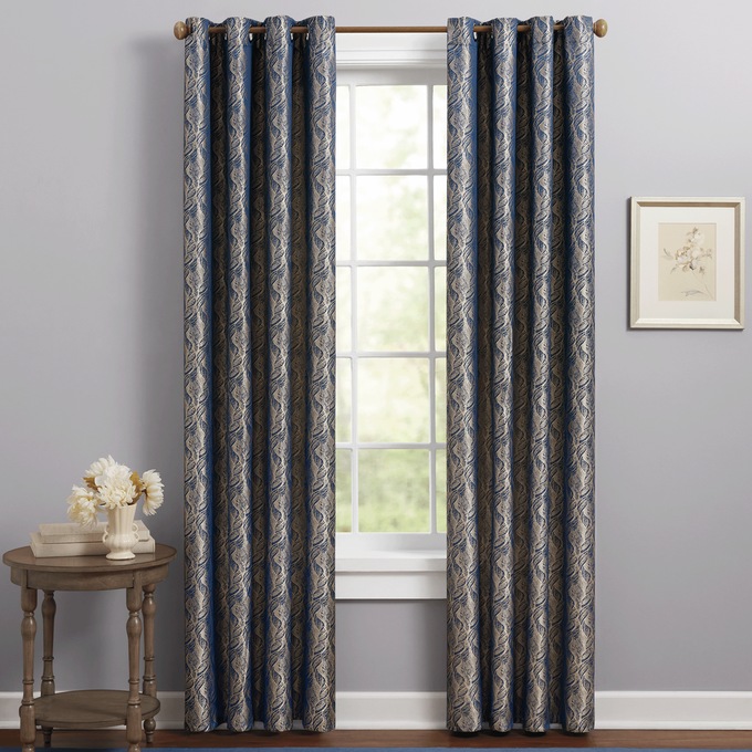 Jacquard Leaves Curtain, , large