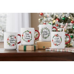 4-Piece Assorted Christmas Mug Set, , large