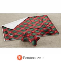 Faux-Sherpa Pet Blanket with Plush Toy, , large