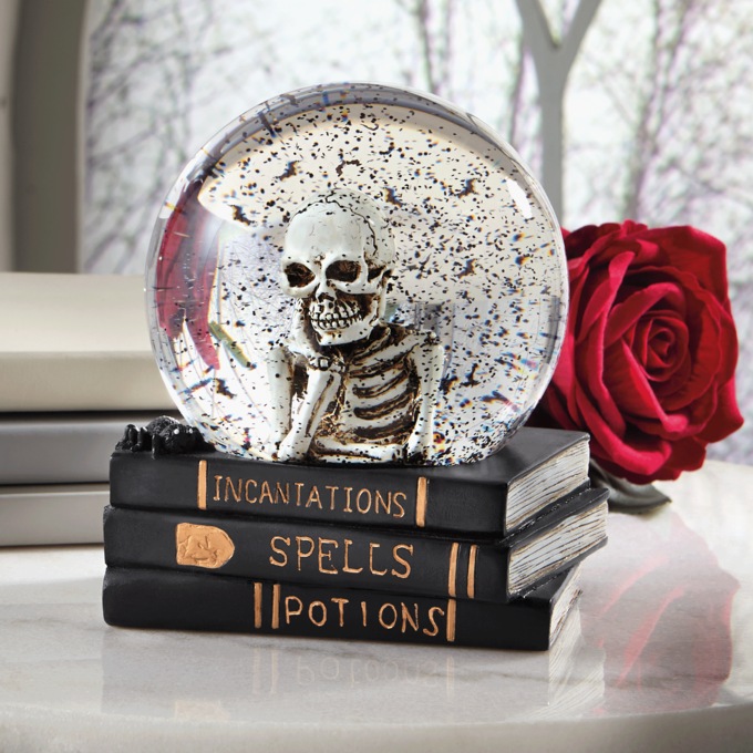 Bookish Skeleton Waterglobe, Multi, large