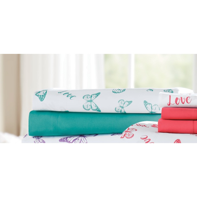 2-Pack Butterfly Sentiments Microfiber Sheet Set, , large