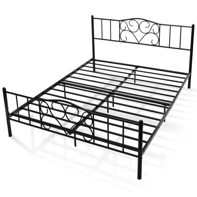 Elba Queen-Sized Platform Bed, Black, large