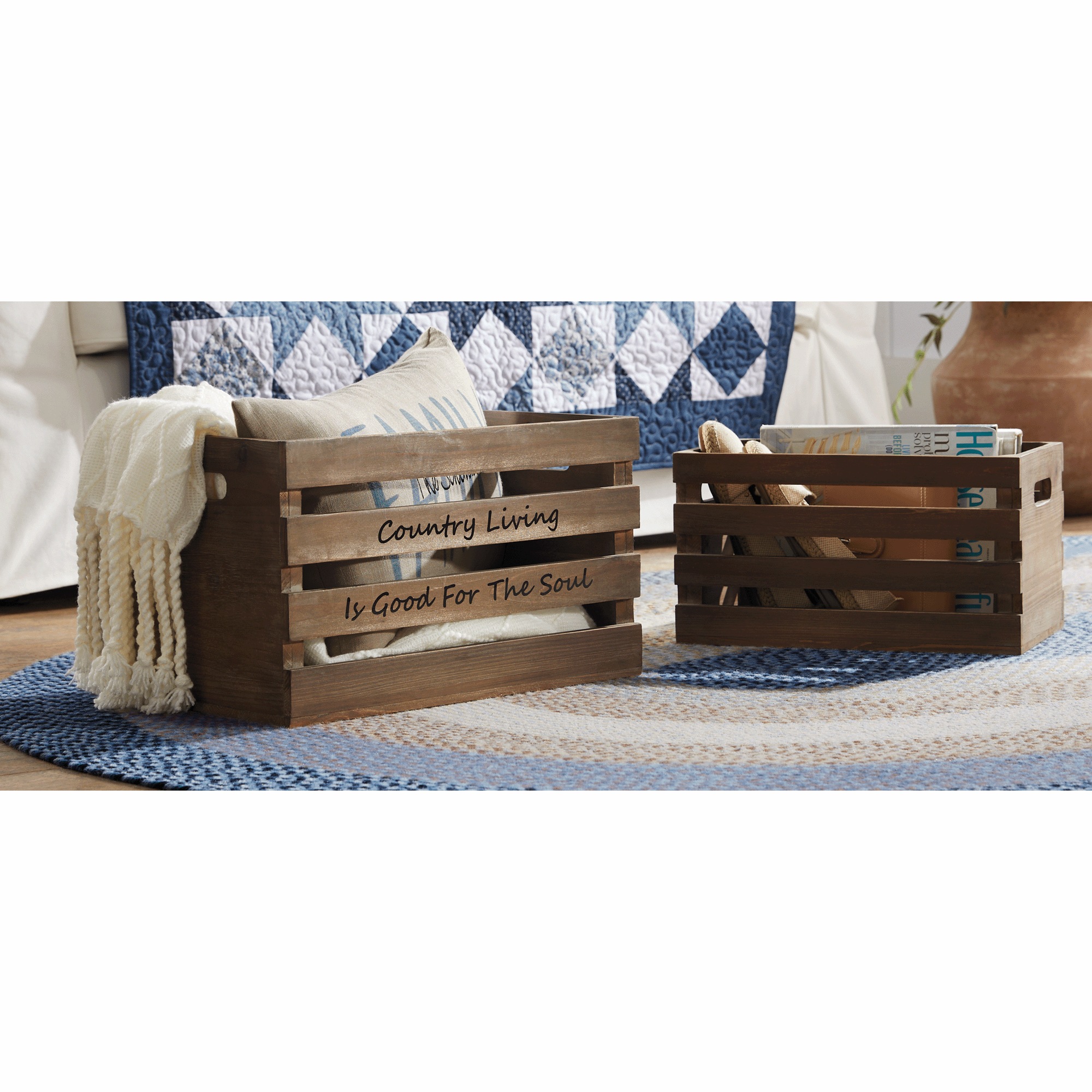 Set of 2 Decorative Crates, , large