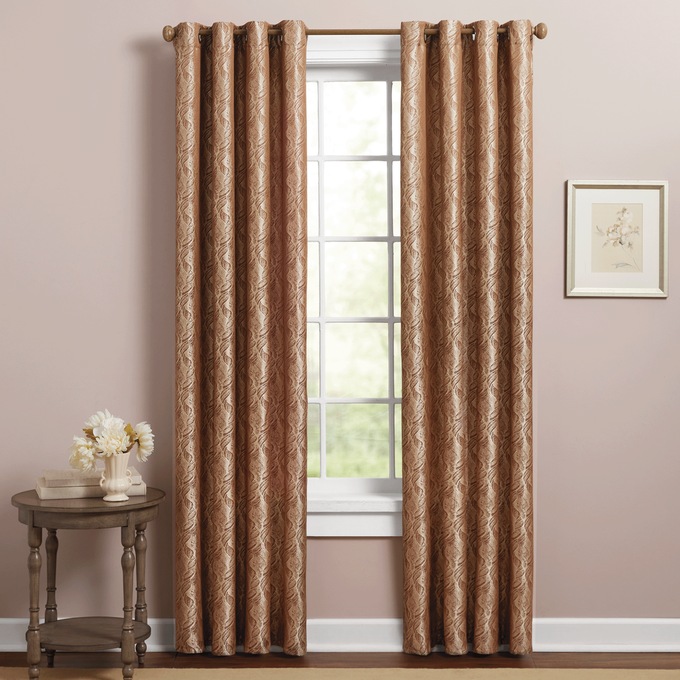 Jacquard Leaves Curtain, , large