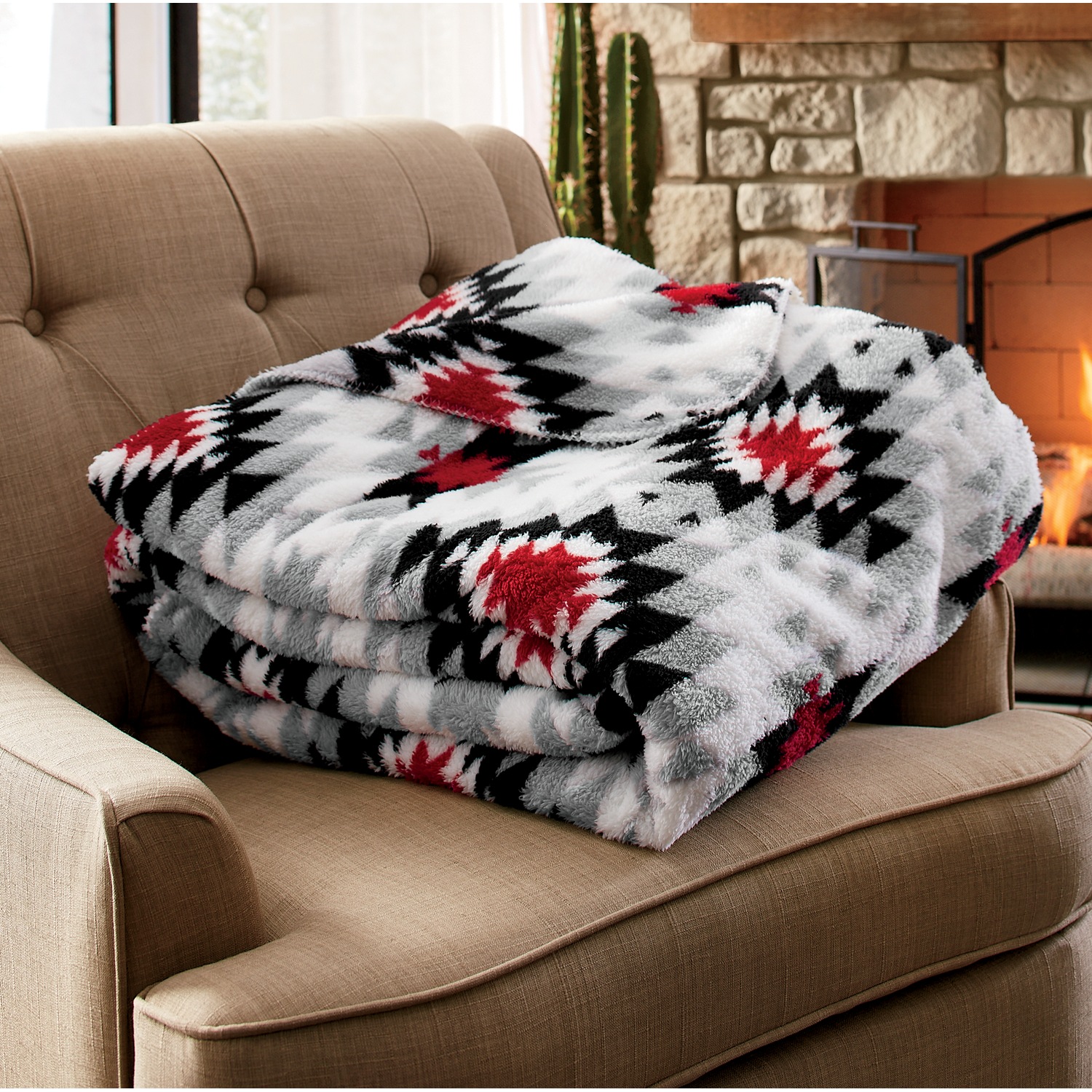 Southwest Sherpa Stripe Blanket Seventh Avenue